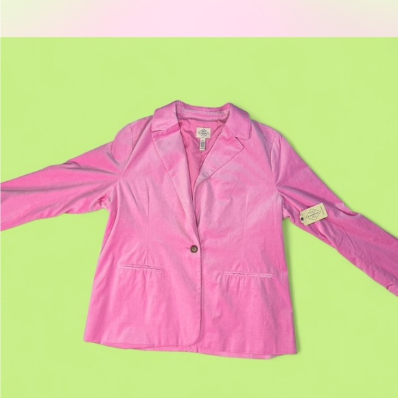 St. John's Bay Vibrant Pink Velour Women's Blazer - Picture 3 of 7